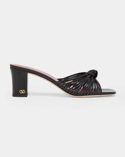 Valentino Garavani 60mm Anne Knotted Leather Mules In Black