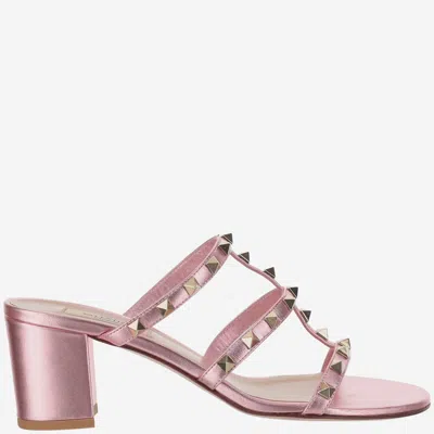 Valentino Garavani 60mm Laminated Nappa Leather Rockstud Slide Sandal In Giacinto