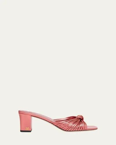 Valentino Garavani 60mm Metallic Nappa Leather Mule Sandals In Pink