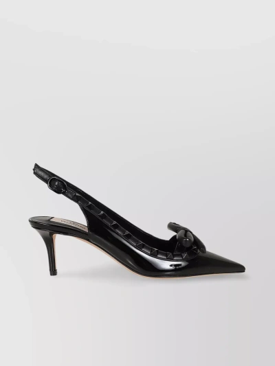 Valentino Garavani 60mm Pointed Toe Kitten Heel Mules With Bow Detail In Black