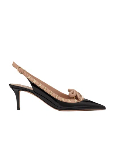 Valentino Garavani Rockstud Bow Slingback Pump In Black