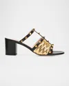 Valentino 60mm Rockstud Intreccio Metallic Nappa Leather Slide Sandals In Multi