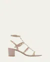 Valentino Rockstud Caged 60 Leather Ankle Strap Sandal In Pink