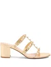 Valentino 60mm Rockstud Leather Mules In Gold