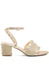 Valentino Garavani Rockstud Sandal In Laminated Nappa With Cornely Embroidery 60mm Woman Platinum 41