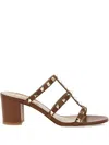Valentino Studded Block Heel Leather Sandals