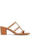Valentino Women's Leather Rockstud Sandals In Brown