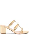 Valentino 60mm Rockstud Leather Mules In Gold