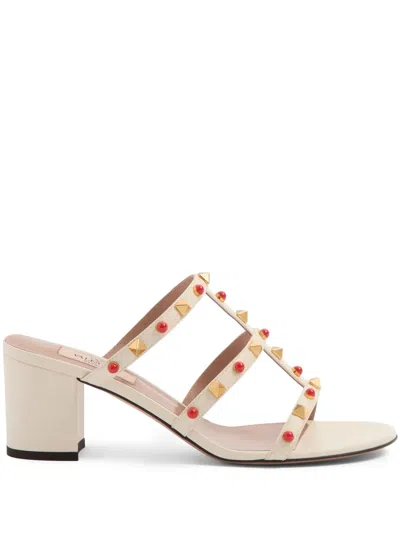 Valentino Garavani 60mm Rockstud Sandals In Neutrals