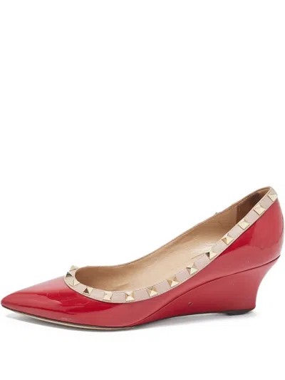 Pre-owned Valentino Garavani 60mm Rockstud Wedge Pumps