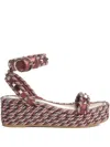Valentino 60mm Rope-trimmed Studded Sandals In Brown