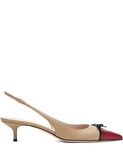 Valentino Garavani 60mm Slingback Bow Pumps In Brown