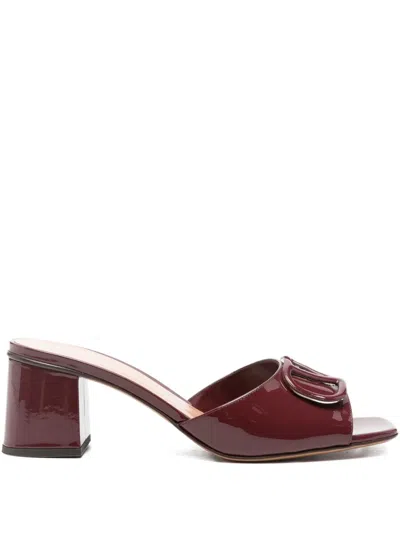 Pre-owned Valentino Garavani 60mm Vlogo Leather Sandals In Red