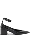 Valentino Vlogo Lockette Leather Ankle Strap Pumps In Schwarz
