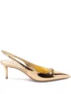 Valentino The Bold Edition Leather Slingback Pumps In Gold