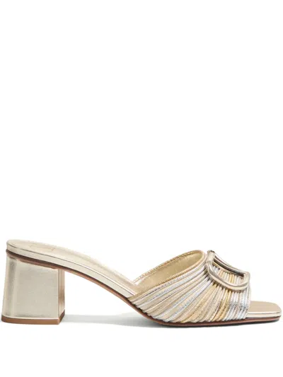 Valentino Garavani Sandalo Slide Vlogo Signature Gold In Multi