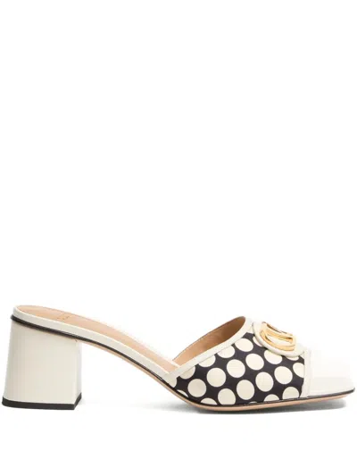 Valentino Garavani Sandalo Slide Vlogo Signature In Tessuto Plus De Pois 60mm In Multi