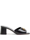 Valentino Garavani Vlogo Leather Sandals In Black