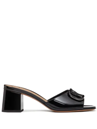 Valentino Garavani Vlogo Signature Slide Sandals In Black