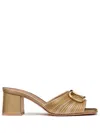 Valentino Garavani Vlogo Signature Metallic Slide Sandal With Cornely Embroidery 60mm Woman Gold 41 In Gold