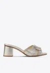 Valentino Sandalo Slide Vlogo Signature Gold In Metallic