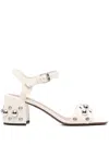 Valentino Nellcote Studded Ankle-strap Leather Sandals In Neutral