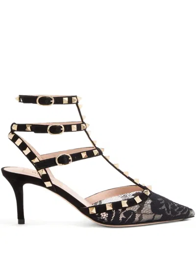 Valentino Garavani 65mm Rockstud Lace Stud Pumps In Black