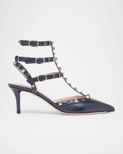 Valentino Garavani 65mm Rockstud Metallic Leather Ankle-strap Pumps In Multi