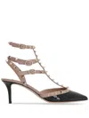 Valentino Garavani Two-tone Leather Rockstud Pumps In Black