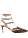 Valentino Rockstud 65 Two-tone Leather Pumps In Brown