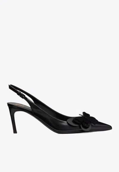 Valentino Garavani 70 Butterfly Leather Slingback Pumps In Black