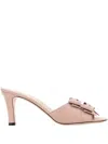 Valentino Leather Vlogo Signature Mules With Bow Detail In Pink