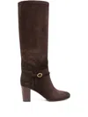 Valentino Garavani Pattie Crust Leather Boot 75mm Woman Brown 42