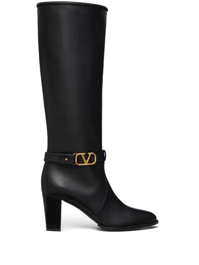 Valentino Garavani Vlogo Signature Calfskin Boot 75mm Woman Black 40.5
