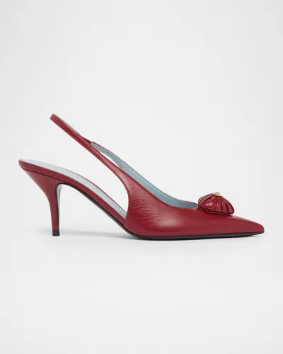 Valentino Garavani 75mm Coeur Royal Leather Slingback Pumps In Multi