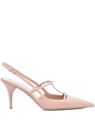 Valentino Garavani 75mm Rockstud Wispy Slingback Pumps In Pink