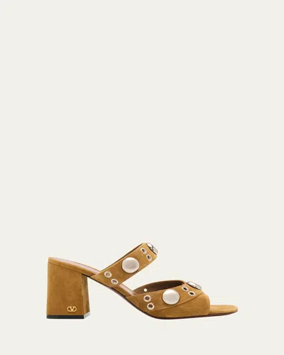 Valentino Garavani 75mm Studded Suede Mule Sandals In Multi