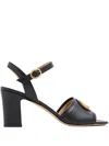 Valentino Vlogo 75 Embellished Leather Sandals In Black