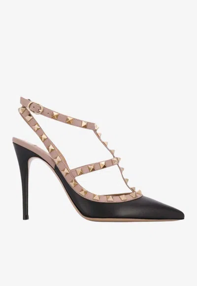 Valentino Garavani 80 Rockstud Leather Pumps In Black