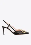 Valentino Pointed Toe Slingback Pumps Featuring Studs In Black