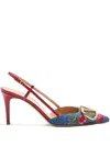 Valentino 80mm Cherryfic-embroidery Slingback-detailed Heeled Pumps In Multi