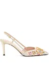 Valentino 80mm Sequin-embellished Slingback Pumps In Neutral