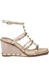 Valentino 80mm Studded Wedge-heel Sandals In Neutral