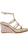 Valentino 80mm Studded Wedge-heel Sandals In Gold