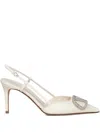 Valentino 80mm V-logo Signature Crystal-embellished Slingback Pumps In White