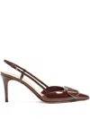 Valentino Scarpe Con Tacco Vlogo Signature In Pelle Marrone  Donna In Multi