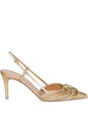 Valentino Gold Vlogo Signature Metallic Slingback Heels In Multi