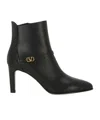 Valentino Garavani Womens Black Vlogo-plaque Leather Ankle Boots In Black