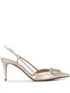 Valentino 80mm Vlogo Glow Slingback Pumps In Silver