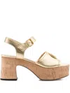 Valentino 80mm Vlogo Heeled Sandals In Gold